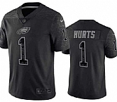 Men's Philadelphia Eagles #1 Jalen Hurts Black Reflective Limited Stitched Football Jersey,baseball caps,new era cap wholesale,wholesale hats